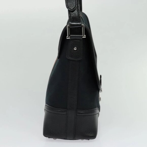 GUCCI Web Sherry Line GG Canvas Shoulder Bag Black Red Green Auth 126871 - Picture 9 of 16